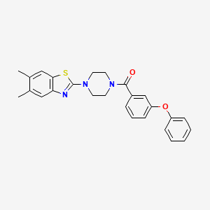 molecular formula C26H25N3O2S B2895318 (4-(5,6-二甲基苯并[d]噻唑-2-基)哌嗪-1-基)(3-苯氧基苯基)甲苯酮 CAS No. 953253-43-5