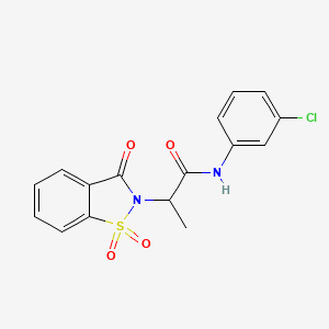 molecular formula C16H13ClN2O4S B2895323 N-(3-氯苯基)-2-(1,1-二氧化-3-氧代苯并[d]异噻唑-2(3H)-基)丙酰胺 CAS No. 899955-17-0