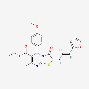 (E)-ethyl 2-((E)-3-(furan-2-yl)allylidene)-5-(4-methoxyphenyl)-7-methyl-3-oxo-3,5-dihydro-2H-thiazolo[3,2-a]pyrimidine-6-carboxylate