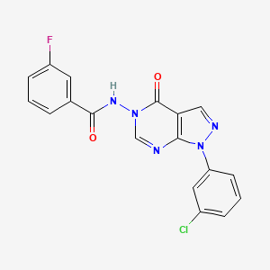 molecular formula C18H11ClFN5O2 B2895335 N-(1-(3-chlorophenyl)-4-oxo-1H-pyrazolo[3,4-d]pyrimidin-5(4H)-yl)-3-fluorobenzamide CAS No. 919842-15-2
