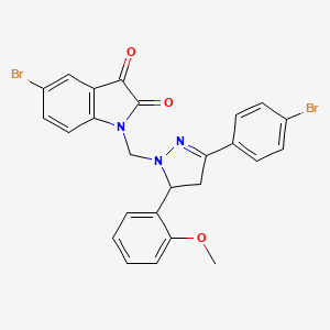 molecular formula C25H19Br2N3O3 B2895338 5-溴-1-((3-(4-溴苯基)-5-(2-甲氧基苯基)-4,5-二氢-1H-吡唑-1-基)甲基)吲哚啉-2,3-二酮 CAS No. 391889-81-9