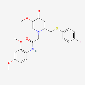 N-(2,4-dimethoxyphenyl)-2-(2-(((4-fluorophenyl)thio)methyl)-5-methoxy-4-oxopyridin-1(4H)-yl)acetamide