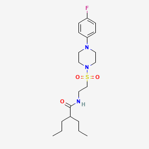 molecular formula C20H32FN3O3S B2895381 N-(2-((4-(4-氟苯基)哌嗪-1-基)磺酰基)乙基)-2-丙基戊酰胺 CAS No. 897618-46-1