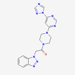 molecular formula C18H18N10O B2895386 1-(4-(6-(1H-1,2,4-三唑-1-基)嘧啶-4-基)哌嗪-1-基)-2-(1H-苯并[d][1,2,3]三唑-1-基)乙酮 CAS No. 1795303-98-8