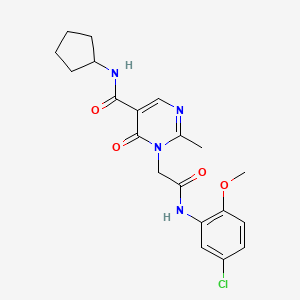 molecular formula C20H23ClN4O4 B2895392 1-(2-((5-chloro-2-methoxyphenyl)amino)-2-oxoethyl)-N-cyclopentyl-2-methyl-6-oxo-1,6-dihydropyrimidine-5-carboxamide CAS No. 1251682-55-9
