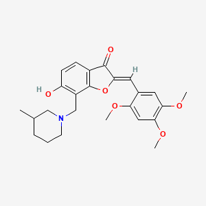 molecular formula C25H29NO6 B2895394 (Z)-6-hydroxy-7-((3-methylpiperidin-1-yl)methyl)-2-(2,4,5-trimethoxybenzylidene)benzofuran-3(2H)-one CAS No. 859661-23-7