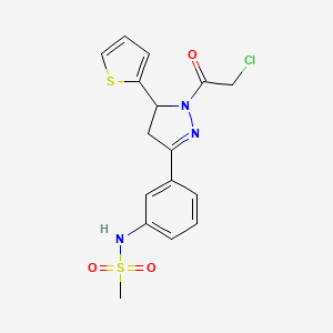 N-[3-[2-(2-Chloroacetyl)-3-thiophen-2-yl-3,4-dihydropyrazol-5-yl]phenyl]methanesulfonamide