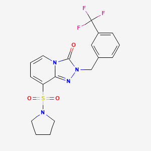 molecular formula C18H17F3N4O3S B2895408 8-(pyrrolidin-1-ylsulfonyl)-2-(3-(trifluoromethyl)benzyl)-[1,2,4]triazolo[4,3-a]pyridin-3(2H)-one CAS No. 1251581-82-4