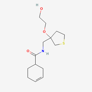 molecular formula C14H23NO3S B2895412 N-((3-(2-hydroxyethoxy)tetrahydrothiophen-3-yl)methyl)cyclohex-3-ene-1-carboxamide CAS No. 2320854-86-0