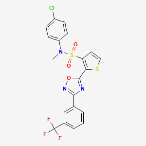 molecular formula C20H13ClF3N3O3S2 B2895415 N-(4-chlorophenyl)-N-methyl-2-{3-[3-(trifluoromethyl)phenyl]-1,2,4-oxadiazol-5-yl}thiophene-3-sulfonamide CAS No. 1105196-81-3