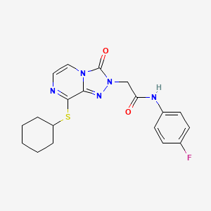 molecular formula C19H20FN5O2S B2895420 2-(8-(环己硫基)-3-氧代-[1,2,4]三唑并[4,3-a]嘧啶-2(3H)-基)-N-(4-氟苯基)乙酰胺 CAS No. 1251550-07-8