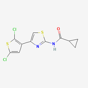 molecular formula C11H8Cl2N2OS2 B2895427 N-(4-(2,5-二氯噻吩-3-基)噻唑-2-基)环丙烷甲酰胺 CAS No. 392251-80-8
