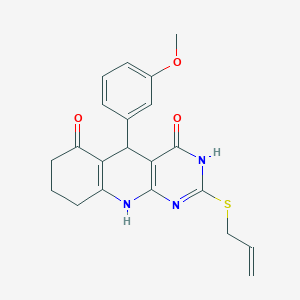 molecular formula C21H21N3O3S B2895433 2-(allylthio)-5-(3-methoxyphenyl)-7,8,9,10-tetrahydropyrimido[4,5-b]quinoline-4,6(3H,5H)-dione CAS No. 627045-86-7