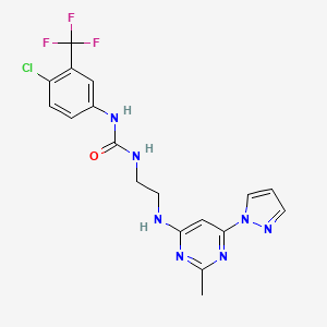 1-(4-chloro-3-(trifluoromethyl)phenyl)-3-(2-((2-methyl-6-(1H-pyrazol-1-yl)pyrimidin-4-yl)amino)ethyl)urea