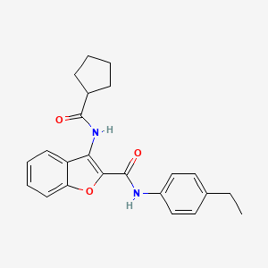 molecular formula C23H24N2O3 B2895437 3-(环戊烷甲酰胺)-N-(4-乙基苯基)苯并呋喃-2-甲酰胺 CAS No. 888454-41-9