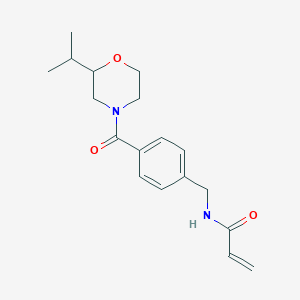 molecular formula C18H24N2O3 B2895444 N-[[4-(2-Propan-2-ylmorpholine-4-carbonyl)phenyl]methyl]prop-2-enamide CAS No. 2197816-54-7