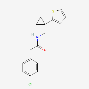 2-(4-chlorophenyl)-N-((1-(thiophen-2-yl)cyclopropyl)methyl)acetamide