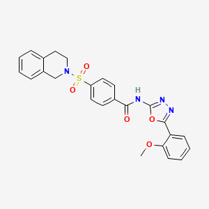 molecular formula C25H22N4O5S B2895451 4-((3,4-二氢异喹啉-2(1H)-基)磺酰基)-N-(5-(2-甲氧基苯基)-1,3,4-恶二唑-2-基)苯甲酰胺 CAS No. 533869-74-8