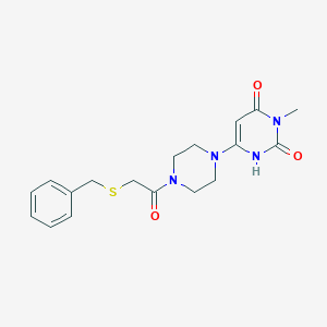 molecular formula C18H22N4O3S B2895459 6-(4-(2-(benzylthio)acetyl)piperazin-1-yl)-3-methylpyrimidine-2,4(1H,3H)-dione CAS No. 2320897-34-3