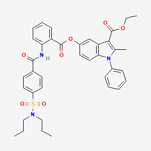 molecular formula C38H39N3O7S B2895462 ethyl 5-((2-(4-(N,N-dipropylsulfamoyl)benzamido)benzoyl)oxy)-2-methyl-1-phenyl-1H-indole-3-carboxylate CAS No. 392320-05-7