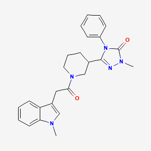 molecular formula C25H27N5O2 B2895465 1-甲基-3-(1-(2-(1-甲基-1H-吲哚-3-基)乙酰)哌啶-3-基)-4-苯基-1H-1,2,4-三唑-5(4H)-酮 CAS No. 1396685-59-8