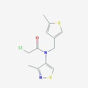 molecular formula C12H13ClN2OS2 B2895480 2-Chloro-N-(3-methyl-1,2-thiazol-4-yl)-N-[(5-methylthiophen-3-yl)methyl]acetamide CAS No. 2411201-37-9