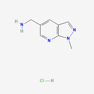 molecular formula C8H11ClN4 B2895488 (1-甲基吡唑并[3,4-b]吡啶-5-基)甲胺；盐酸盐 CAS No. 2411253-19-3