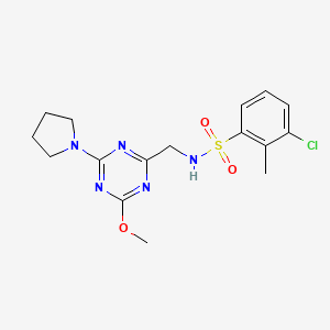 3-chloro-N-((4-methoxy-6-(pyrrolidin-1-yl)-1,3,5-triazin-2-yl)methyl)-2-methylbenzenesulfonamide