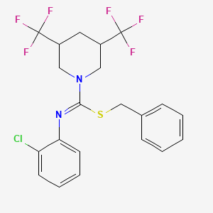 (1Z)-1-(benzylsulfanyl)-1-[3,5-bis(trifluoromethyl)piperidin-1-yl]-N-(2-chlorophenyl)methanimine