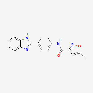 molecular formula C18H14N4O2 B2895510 N-[4-(1H-benzimidazol-2-yl)phenyl]-5-methyl-1,2-oxazole-3-carboxamide CAS No. 794559-76-5