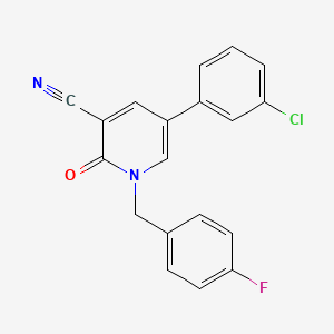 molecular formula C19H12ClFN2O B2895511 5-(3-Chlorophenyl)-1-(4-fluorobenzyl)-2-oxo-1,2-dihydro-3-pyridinecarbonitrile CAS No. 338955-47-8