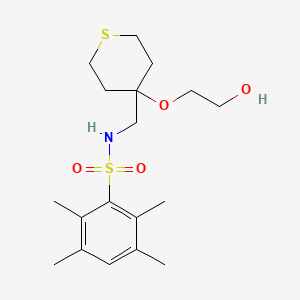 N-((4-(2-hydroxyethoxy)tetrahydro-2H-thiopyran-4-yl)methyl)-2,3,5,6-tetramethylbenzenesulfonamide