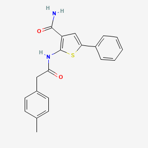 molecular formula C20H18N2O2S B2895520 5-Phenyl-2-(2-(p-tolyl)acetamido)thiophene-3-carboxamide CAS No. 946228-30-4