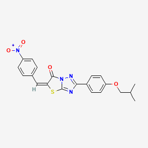 molecular formula C21H18N4O4S B2895524 (5E)-2-[4-(2-methylpropoxy)phenyl]-5-(4-nitrobenzylidene)[1,3]thiazolo[3,2-b][1,2,4]triazol-6(5H)-one CAS No. 608493-70-5