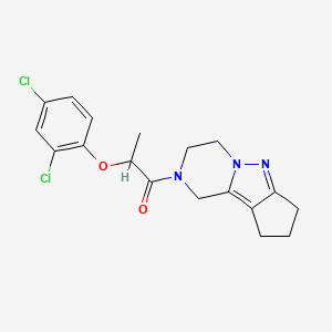 molecular formula C18H19Cl2N3O2 B2895528 2-(2,4-dichlorophenoxy)-1-(3,4,8,9-tetrahydro-1H-cyclopenta[3,4]pyrazolo[1,5-a]pyrazin-2(7H)-yl)propan-1-one CAS No. 2034372-36-4