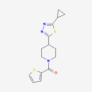 molecular formula C15H17N3OS2 B2895532 (4-(5-Cyclopropyl-1,3,4-thiadiazol-2-yl)piperidin-1-yl)(thiophen-2-yl)methanone CAS No. 1170536-94-3