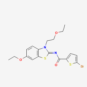 molecular formula C18H19BrN2O3S2 B2895534 (Z)-5-溴-N-(6-乙氧基-3-(2-乙氧基乙基)苯并[d]噻唑-2(3H)-亚甲基)噻吩-2-甲酰胺 CAS No. 865174-27-2