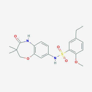 molecular formula C20H24N2O5S B2895540 N-(3,3-dimethyl-4-oxo-2,3,4,5-tetrahydrobenzo[b][1,4]oxazepin-8-yl)-5-ethyl-2-methoxybenzenesulfonamide CAS No. 922125-79-9