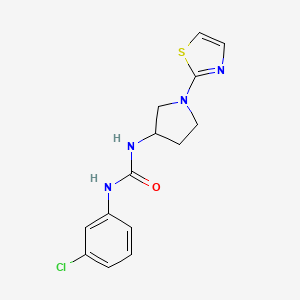 molecular formula C14H15ClN4OS B2895545 1-(3-Chlorophenyl)-3-(1-(thiazol-2-yl)pyrrolidin-3-yl)urea CAS No. 1795417-25-2