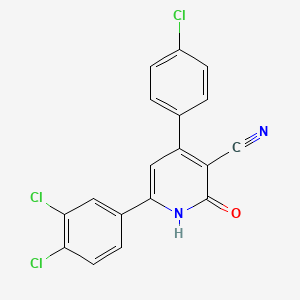 molecular formula C18H9Cl3N2O B2895556 4-(4-氯苯基)-6-(3,4-二氯苯基)-2-羟基烟腈 CAS No. 79325-11-4