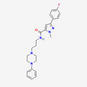 molecular formula C24H28FN5O B2895565 3-(4-氟苯基)-1-甲基-N-(3-(4-苯基哌嗪-1-基)丙基)-1H-吡唑-5-甲酰胺 CAS No. 1396868-51-1