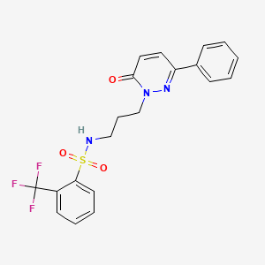 molecular formula C20H18F3N3O3S B2895569 N-(3-(6-oxo-3-phenylpyridazin-1(6H)-yl)propyl)-2-(trifluoromethyl)benzenesulfonamide CAS No. 1021120-61-5