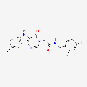 molecular formula C20H16ClFN4O2 B2895571 N-(2-chloro-4-fluorobenzyl)-2-(8-methyl-4-oxo-4,5-dihydro-3H-pyrimido[5,4-b]indol-3-yl)acetamide CAS No. 1189450-67-6