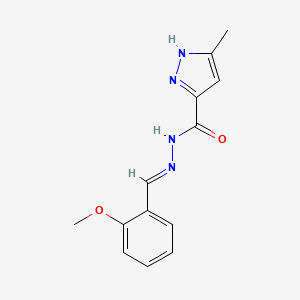 molecular formula C13H14N4O2 B2895580 N'-[(E)-(2-methoxyphenyl)methylidene]-3-methyl-1H-pyrazole-5-carbohydrazide CAS No. 306301-32-6