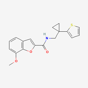 molecular formula C18H17NO3S B2895581 7-methoxy-N-((1-(thiophen-2-yl)cyclopropyl)methyl)benzofuran-2-carboxamide CAS No. 1209197-49-8