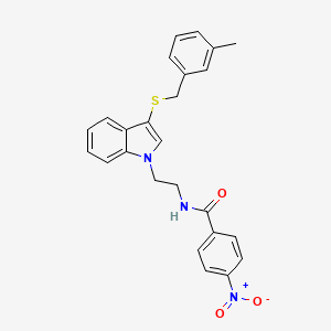 molecular formula C25H23N3O3S B2895598 N-(2-(3-((3-甲基苄基)硫代)-1H-吲哚-1-基)乙基)-4-硝基苯甲酰胺 CAS No. 532973-86-7