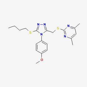 2-[[5-Butylsulfanyl-4-(4-methoxyphenyl)-1,2,4-triazol-3-yl]methylsulfanyl]-4,6-dimethylpyrimidine