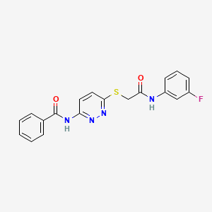 N-(6-((2-((3-fluorophenyl)amino)-2-oxoethyl)thio)pyridazin-3-yl)benzamide