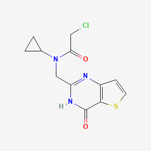 molecular formula C12H12ClN3O2S B2895604 2-Chloro-N-cyclopropyl-N-[(4-oxo-3H-thieno[3,2-d]pyrimidin-2-yl)methyl]acetamide CAS No. 2411219-24-2