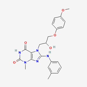 B2895607 7-(2-hydroxy-3-(4-methoxyphenoxy)propyl)-3-methyl-8-(m-tolylamino)-1H-purine-2,6(3H,7H)-dione CAS No. 505081-15-2